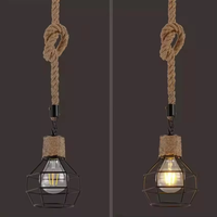 Lampes suspendues en corde de chanvre rétro, style loft, en fer forgé, vintage, industriel, américain, pour café, bar, restaurant, luminaires de cuisine