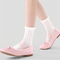 Chaussettes courtes blanches mignonnes avec motif croisé miniature, bord festonné, chaussettes fines et transparentes pour chaussures Mary Jane, style japonais Kawaii