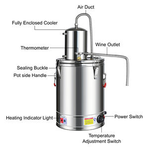 Destilador Eléctrico de Acero Inoxidable 30L/40L, Unidad de Destilación con Control de Temperatura y Serpentín de Condensación - Product Image 3