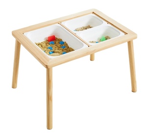Table sensorielle en bois 202407 avec 3 <span class=keywords><strong>bacs</strong></span> pour <span class=keywords><strong>les</strong></span> tout-petits avec bac <span class=keywords><strong>à</strong></span> <span class=keywords><strong>sable</strong></span> de rangement - Product Image 2