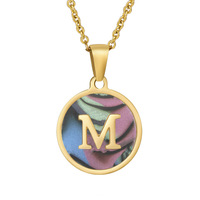 Collier pour femme en acier inoxydable plaqué or 18 carats, étanche, avec pendentif initiales A-Z (26 lettres) et chaîne à maillons coquillages ronds, vente en gros