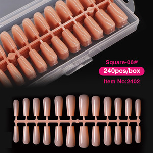 240 faux ongles cercueil à presser, couleur nude rose, couvrance totale, en gel soak-off, pour salon de manucure - Product Image 3