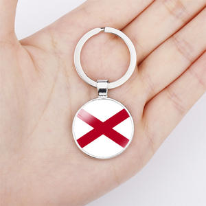 Llavero con Diseño de Bandera de Estados Unidos, Gema del Tiempo, 25 mm, Material Mixto de Vidrio y Metal, Redondo - Product Image 3