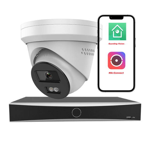 OEM Hik Colorvu Vision 5MP 8MP 4K CMOS IR Security IP Camera H.265+ AI Face Detection Wide-Angle Built-in Mic Memory Card