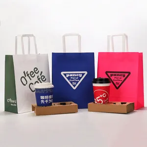 Sacs en papier avec logo personnalisé, écologiques, recyclables, bon marché, pour fast-food, snacks de rue, sandwichs à pain, sacs en papier d'emballage
