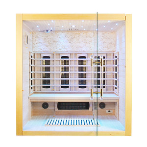 Sauna infrarouge lointain moderne en bois de pruche pour 3-4 personnes avec panneau de commande et vapeur sèche - Product Image 2