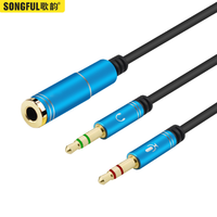 Adaptador de teléfono de lujo de 30cm y 3,5mm, Cable de Audio 2 en 1 Jack, Cable divisor macho a 1 hembra para PC, ordenador, Cable de enchufe auxiliar estéreo