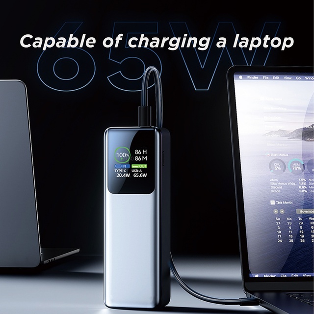 WT-201S 20000mAh LCD Intelligent Digital Display 100W Super Fast Charging Power Bank