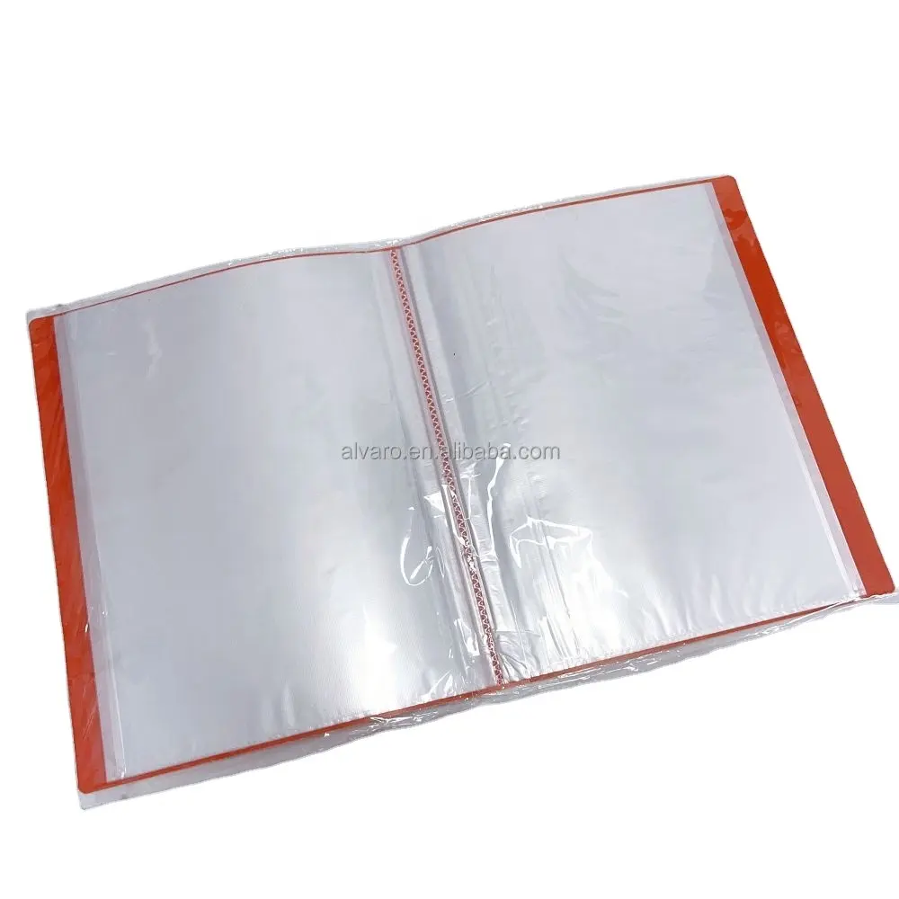 Office business file storage school stationery durable waterproof 60 transparent pockets A4 size red Folding clear Display book