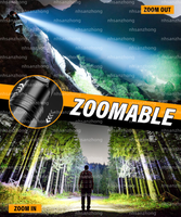 Lampe torche LED, lampe torche à piles, rechargeable par USB, XHM 70.2 LED, lampe torche extrêmement lumineuse