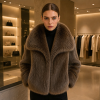PRETTY STEPS Manteau court en fausse fourrure pour femme, col volumineux, style décontracté, ample et oversize, luxe, vêtement d'extérieur d'hiver, vente en gros