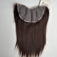 Topper capillaire 100% cheveux humains vierges Remy européens bruns lisses, avec base en dentelle complète en U, pour femmes blanches, avec clips