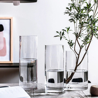 Vase cylindrique décoratif moderne, simple et élégant, ovale, en verre, pour fleurs, centre de table, luxe, blanc, pour plantes d'extérieur