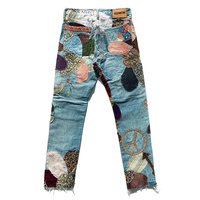 DiZNEW Jeans Slim Patchwork pour Hommes, Conception Exclusive OEM de Haute Qualité avec Logo Personnalisé, Fabrication 2023 en Chine