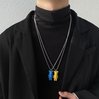 Hip Hop Rock marée Pendentif Tout Simple Long Chandail Chaîne Couleur Violent Ours En Gros Hommes Collier