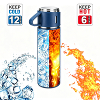 Ensemble de 3 pièces en acier inoxydable avec logo personnalisé : Bouteille isotherme, Gobelet et Tasse à café – Cadeau d'entreprise en coffret