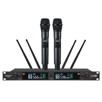 Microphone sans fil à diversité réelle en promotion, fréquence 500 MHz