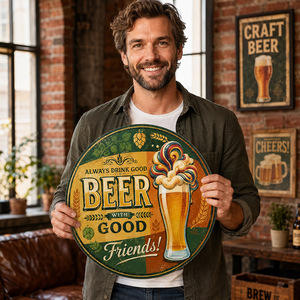 Letrero Metálico Decorativo Vintage con Diseño de Cerveza y Amigos, Placa de Estaño en Relieve, Personalizable, Directo de Fábrica - Product Image 2