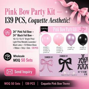 Lot de 139 ballons en aluminium noirs et roses à nœuds creux, guirlande de ballons pour fête d'anniversaire féminine, accessoires photo pour <span class=keywords><strong>camping</strong></span> en extérieur - Product Image 6