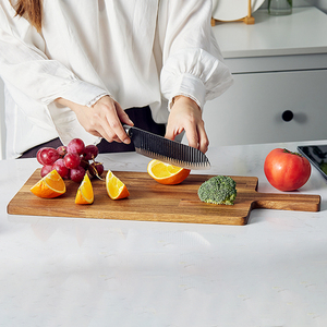 Tabla De Cortar De Madera De Acacia Rectangular Clásico De Casa Natural, Tabla De Cortar Para Cortar Frutas Vegetales Con Mango - Product Image 2