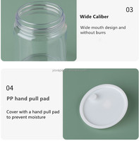 Bouteilles en plastique PET transparentes à paroi épaisse de qualité alimentaire, à large ouverture, avec bouchons, pour crème et huile corporelle, 60g, 100gr, 100ml, 120g, 4 oz, 8 oz