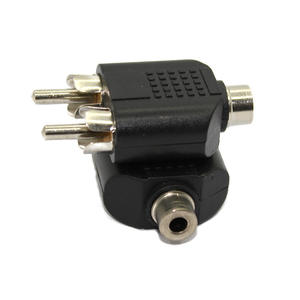 3.5mm Stereo Female To Dual Rca Male Audio <b>Adapter</b> Abs Material <b>Plug</b> In Connection - Product Image 3