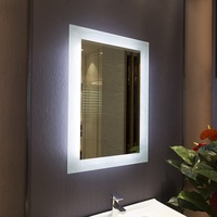Miroir de salle de bain mural en aluminium avec cadre LED texturé en forme de carré, miroir de vanité décoratif personnalisé avec éclairage arrière