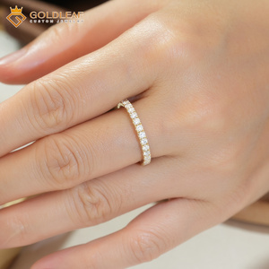 Bague d'éternité en or massif 10K 14K 18K avec diamants de laboratoire Goldleafgem, bague fine de fiançailles, rapport IGI - Product Image 2