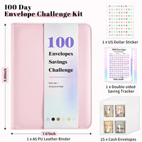 Carnet A5 en similicuir à feuilles mobiles avec fermeture éclair pour le défi d'épargne transfrontalier de 100 jours, carnet de budget et planificateur, cadeau