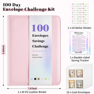 <span class=keywords><strong>Carnet</strong></span> A5 en similicuir à feuilles mobiles avec fermeture éclair pour le défi d'épargne transfrontalier de 100 jours, <span class=keywords><strong>carnet</strong></span> de budget et planificateur, cadeau - Product Image 3