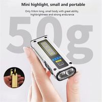 Senter LED Mini Magnet Gantungan Kunci Aluminium USB Isi Ulang 1000+ Lumens IP65 Taktis EDC Fitur Sinar Dapat Diatur Zoomable