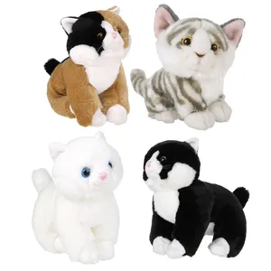 Gato de peluche personalizado para niños, juguete de gato suave, blanco y negro, 2021