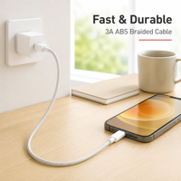 Câble USB A vers C à charge rapide 3A, tressé en alliage d'aluminium, compatible avec ordinateur portable, moniteur, téléphone portable