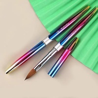 100% Konlinsky Nail Pen Brush Crystal Powder Extension Pen Mink Hair Professional Manucure Tools Gel Art Nail Round Pen Brush