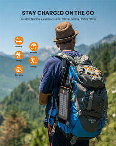 Banco de Energía Solar Impermeable IP44 de 10000 mAh con <span class=keywords><strong>Carga</strong></span> Rápida de 20 W, Batería de Polímero de Litio con Linterna LED para Aventuras al Aire Libre - Product Image 4