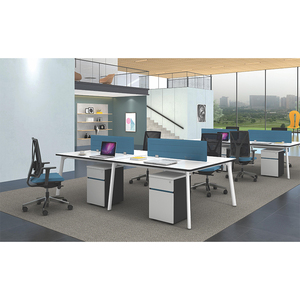 Produit phare : Mobilier de bureau moderne et durable, poste de travail modulaire en bois 2/4 places avec écran de table et table portable pour ordinateur portable - Product Image 1