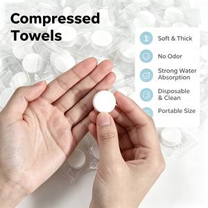Serviettes nettoyantes jetables compressées en coton viscose non tissé, lingettes pratiques pour hôtel et voyage, personnalisables - Product Image 2