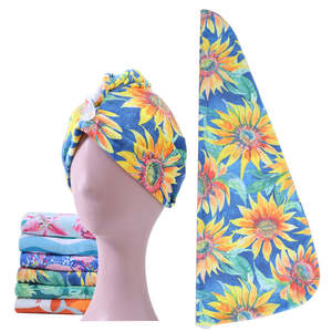Serviette turban pour cheveux en microfibre tissée super absorbante, écologique, avec impression de logo personnalisé, séchage rapide pour la maison, la plage et l'hôtel - Product Image 1