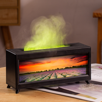 Diffuseur d'arômes à flamme simulée Humidificateur évaporatif avec motif lavande