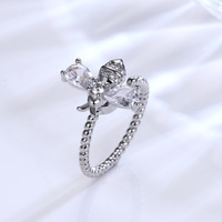 Fashon rotatif cristal naturel zircone mignon abeille anneau femmes réglable rotatif abeille bague en or bijoux pour femmes