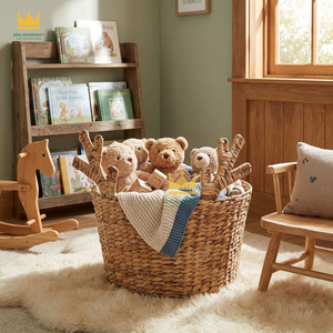 Cesta de Almacenamiento Decorativa, Cesta de Lavandería Tejida de Jacinto de Agua Natural para la Habitación de Niños y Bebés, Precio Económico - Product Image 4