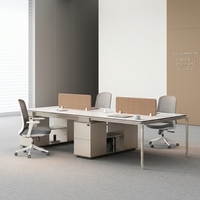 Poste de travail modulaire en bois avec armoire latérale pour espace de travail ouvert
