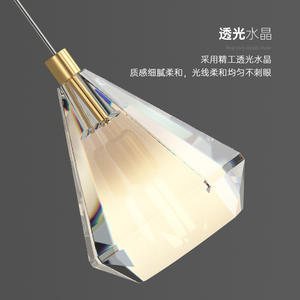 Luminaire suspendu en cristal moderne et luxueux de style minimaliste pour chambre à coucher, comptoir de bar, restaurant, style nordique tendance, lustre chic - Product Image 5