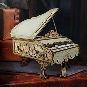 हैमाइलैन डिय खेलने योग्य लकड़ी की पहेली वर्ग 50 मिनीचर किट क्लासिक संगीत बॉक्स उपहार घर सजावट शिल्प कार्यात्मक पियानो - Product Image 2