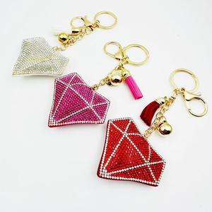 Diamond Shape Heart Crystal Key Chains Valentine's Day Handicrafts Rhinestone Cute Key Chains Wholesale
