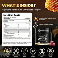 Gummies de Shilajit Or pour Adultes OEM ODM 100mg par Portion Miel de Manuka MGO 263 Himalayen 30 Unités Végétaliennes Sans Gélatine Testées en Laboratoire