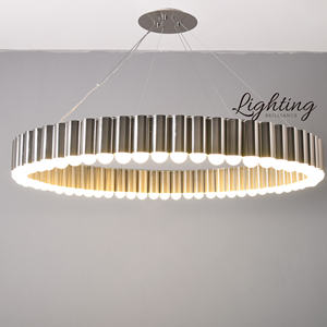 Lampadario cromato in acciaio inossidabile di marca moderna personalizzato di fascia alta per soggiorno - Product Image 1