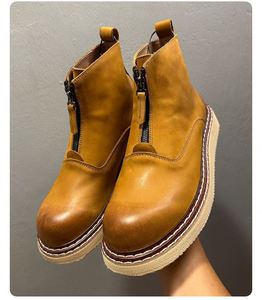 Bottes de moto pour hommes, nouvelles bottes en cuir élégantes pour la marche en ville, chaussures décontractées de style rétro, bottes à la cheville de haute qualité - Product Image 6