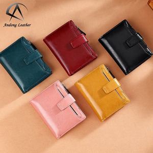 Portefeuille court en cuir de vache véritable Andong, nouvelle mode, RFID, pour femmes et filles, super tendance, porte-cartes pour femmes, portefeuilles rétro - Product Image 1