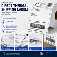 Étiquettes d'expédition thermiques directes personnalisées 3-en-1 résistantes à l'eau, à l'huile et aux rayures, rouleaux de codes-barres pour USPS, UPS, FedEx